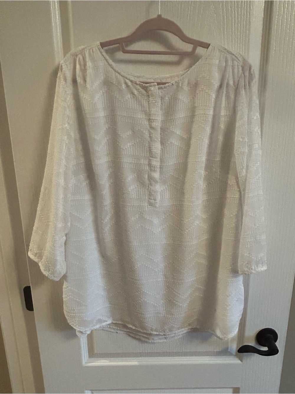 Talbots Cream Textured Peasant Blouse